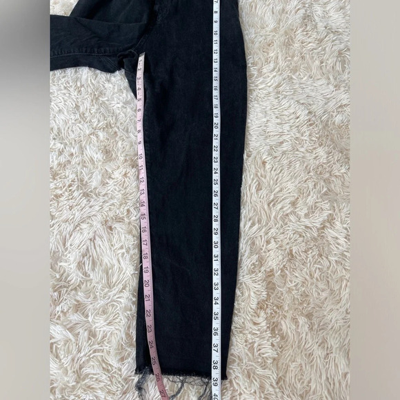 Zara elastic high waist paper bag mom jeans raw hem washed black size 2 - Picture 5 of 7